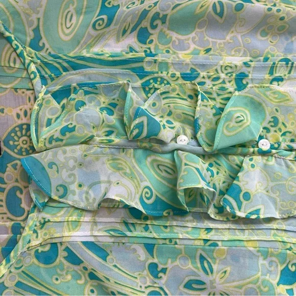 Jessica Green Multi-Pattern Ruffle Cap Sleeve Blouse - Picture 7 of 9